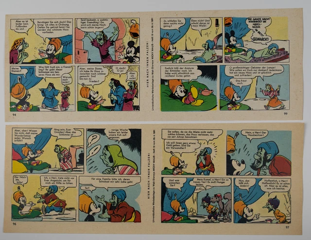 8 Beilagen Micky Maus, je zwei aus Heft 18, 19, 20, 22 von 1961, Z1