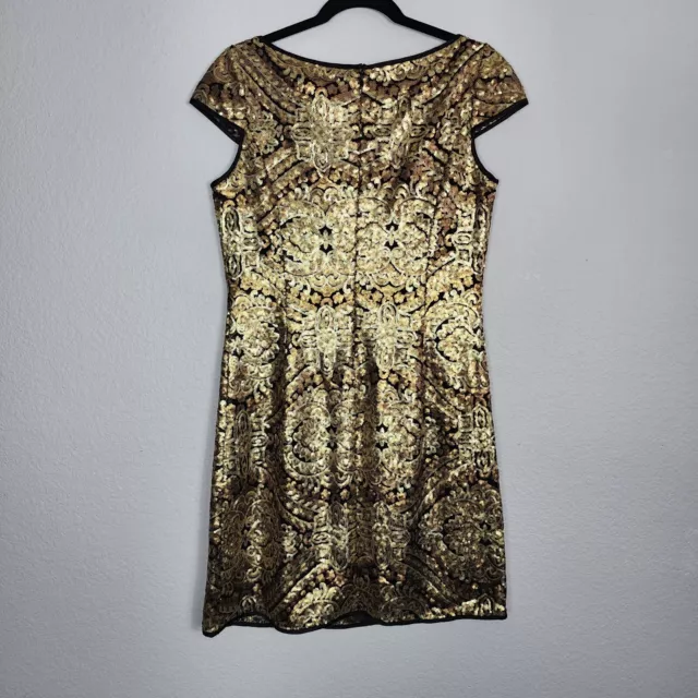 Adrianna Papell Sequin Mini Dress Women's Size 8 Jewel Neck 2