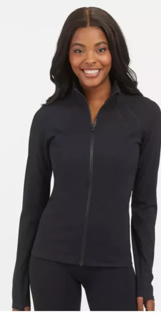 Spanx Contour Jacket Womens Small Very Black Full Zip 50267R NEW $128