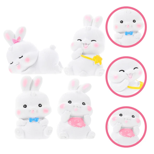 4pcs entzückende Hasenstatuen Harzhasen Ornamente Bunny Decor Mikrolandschaft
