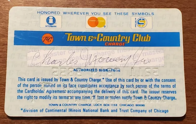 Continental Bank Master Charge, The Interbank credit card exp 1972 ~ our cb858 2