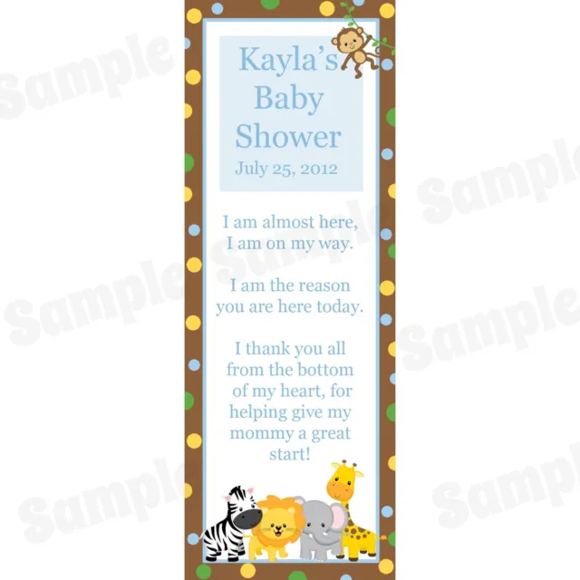 24 Personalized Baby Shower Bookmarks - Zoo Animals
