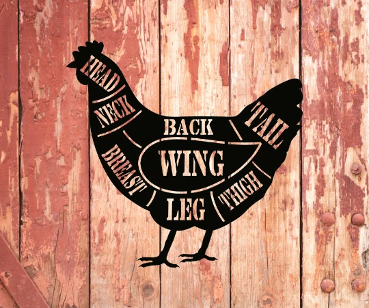 Large Chicken/Hen House Farm Sign, Butcher Sign, Chicken Parts, Chicken, S1361