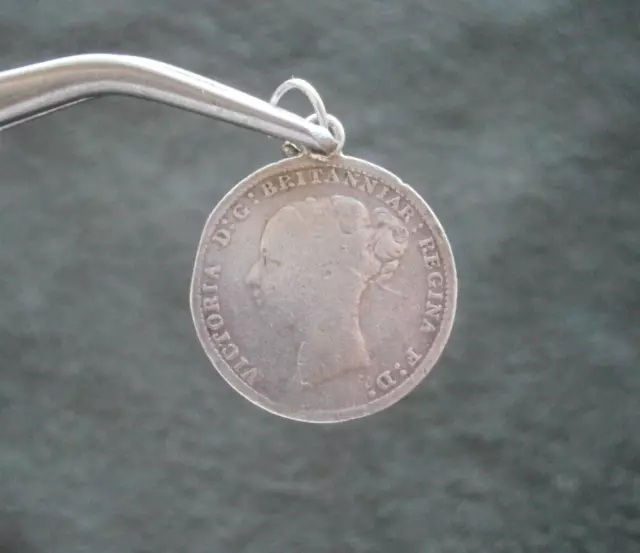 Victoria Sterling Silver Threepence 3d Coin Charm Pendant ~ 1883 ~ 1.4g