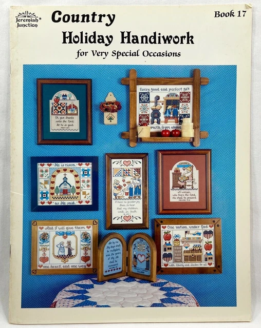 1988 JJ Country Holiday Handiwork 17 Counted Cross Stitch Pattern Book Vtg 10494