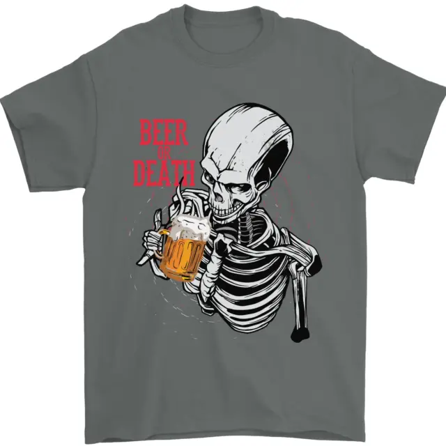 Beer or Death Skull Funny Alcohol Mens T-Shirt 100% Cotton 5