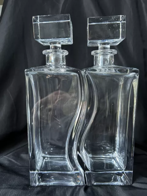 Vintage Pair Of Krystal Kissing Heavy Decanters /Bohemia /Czech Republic