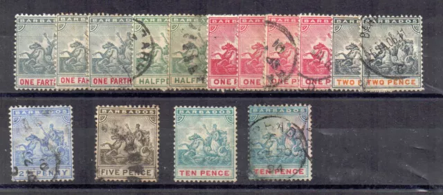 Barbados 1892-1903 Sello De Colonia Valores A 10d MH Y Fu