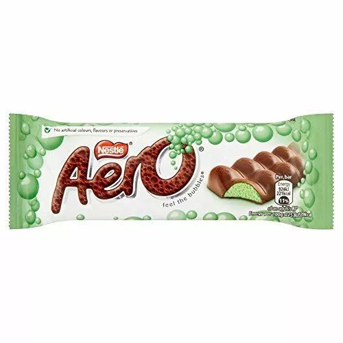 Nestle Aero Bubbly Mint bar - 40g Pack of 12 (40g x 12 Bars)