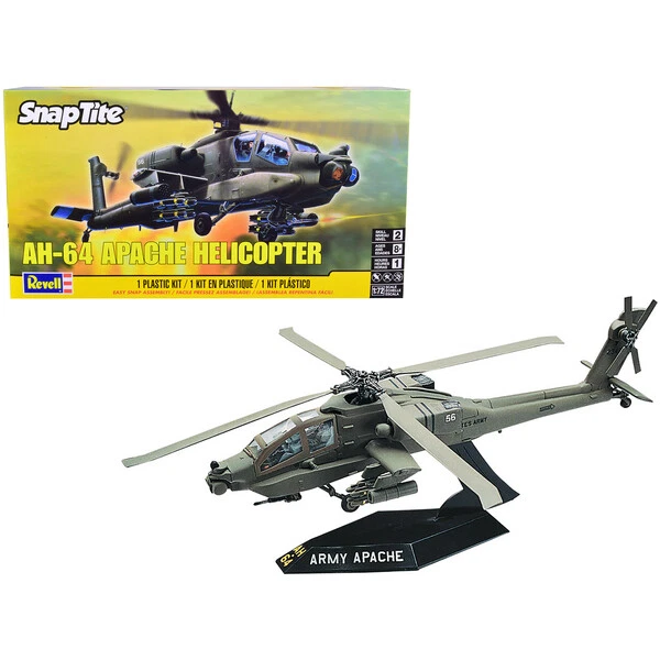 Level 2 Snap Tite Model Kit AH-64 Apache Helicopter 1/72 Scale Model by Revell