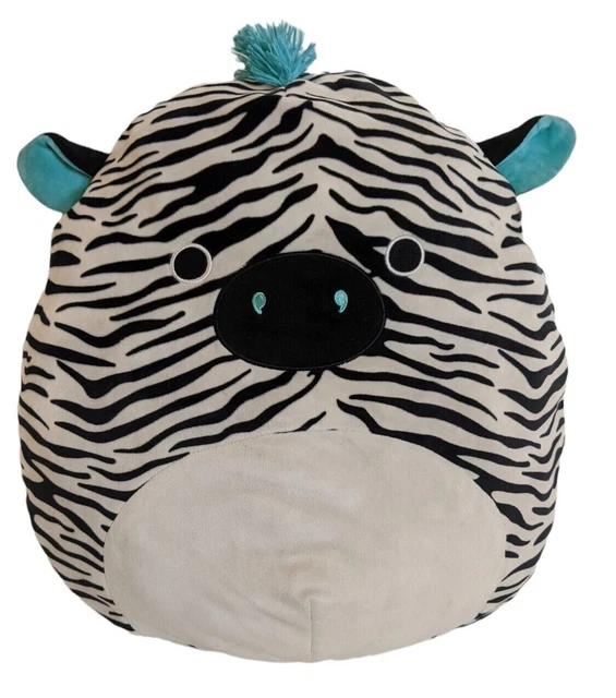SQUISHMALLOW 16” LARGE Pillow Kellytoy Size Zeke Zebra Plush Teal Mane