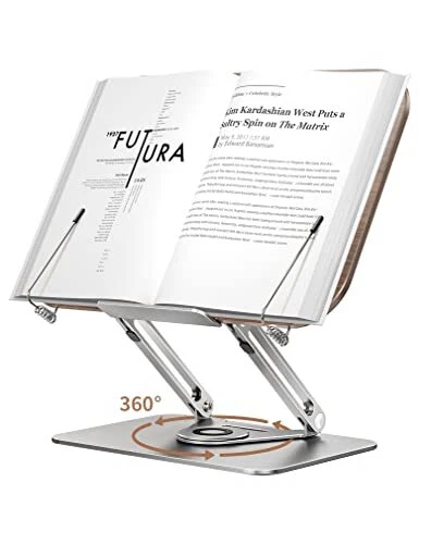 Book Stand for Reading,Book Holder with 360° Rotate Adjustable Multi Heights