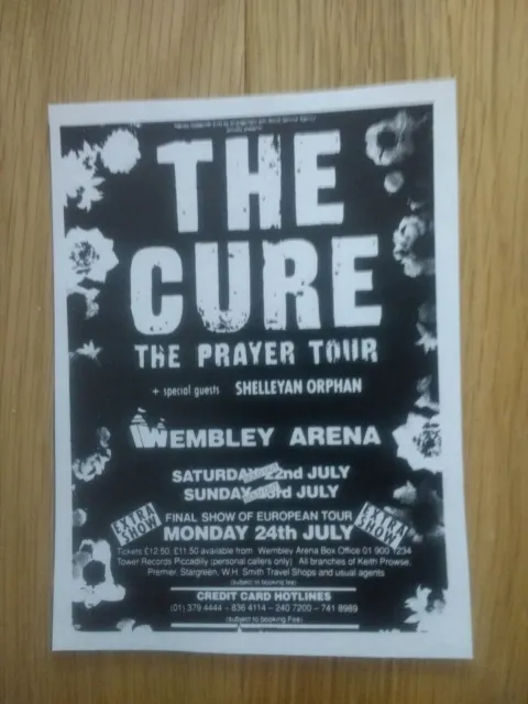 The Cure - Prayer Tour Wembley Arena - Original Magazine Press Advert