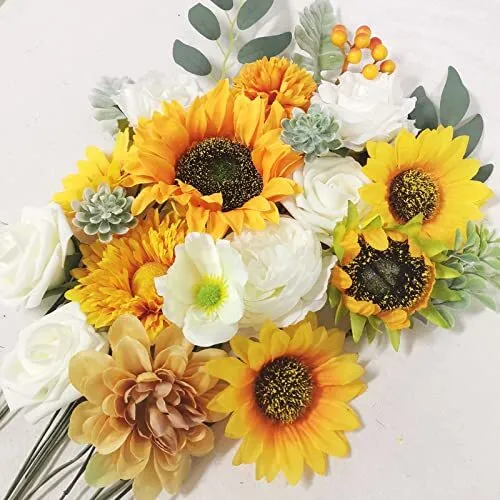 2 PACK SUNFLOWER Housewarming Gift CASCADING BOUQUETS Faux Outdoor £24.95 -  PicClick UK