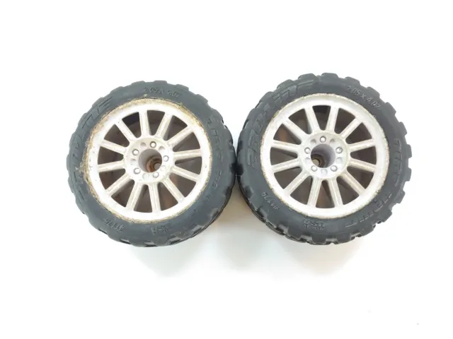 2x Used/Worn Proline Dirt Hawg 1/10 Stadium Truck Tires on 12mm Hex Wheels Used