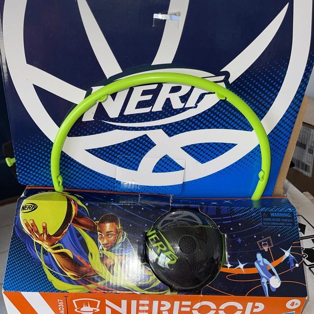 NERF NERFOOP The Classic Mini Foam Basketball and Hoop Hooks On Doors BLUE NEW