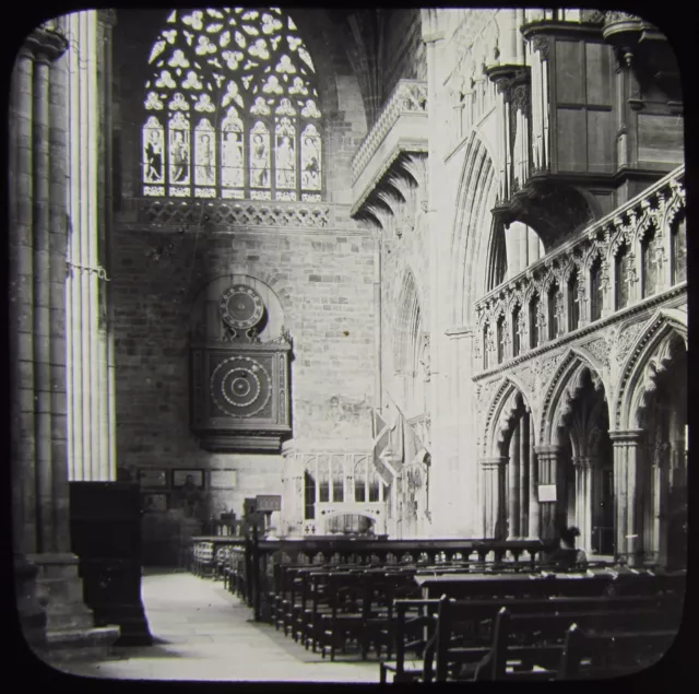 Glas magische Laterne Rutsche EXETER KATHEDRALE NR. 1 TRANCEPT C1890 FOTO ENGLAND