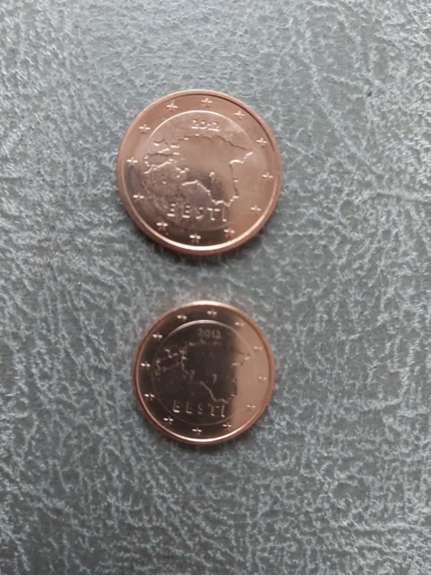 Estonia 2012: Monedas De 1 + 2 Centimos De  Euro . S/C