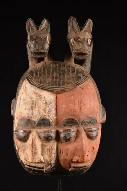 17594 African Old Yoruba Doppeltkopf Mask / Mask Nigeria