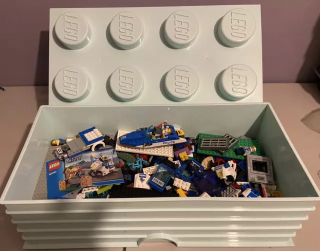 LEGO Storage Brick 8 Stud, Stackable Storage Box, Mint Green Police City Lego