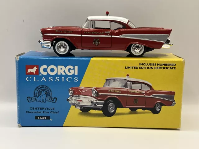 1:43 Corgi Classics #51201 CHEVROLET BELL AIR "CENTERVILLE" FIRE CHIEF LTD EDITI