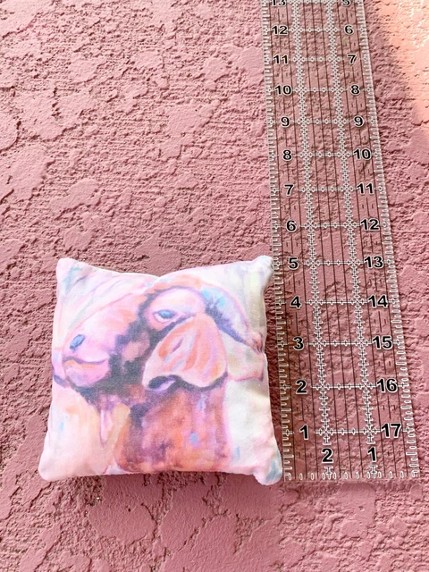 TINY mini pillow (great for dolls) - Handmade - Goat Farm Animal
