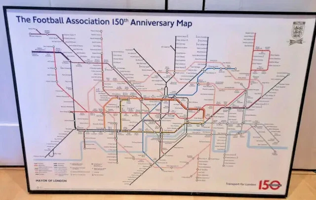 FA CUP 150TH Anniversary Map Winners, London Underground England ...