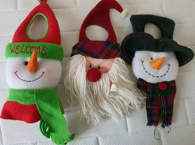 Weihnachtsmann und Schneemann Weihnachtsmann Türknauf oder Baum Weihnachten Set x 3 Deko