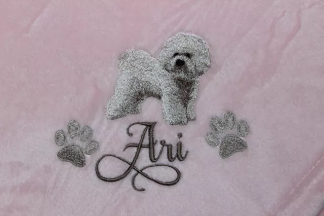 BICHON FRISE SILHOUETTE Personalized Embroidered Blanket Gift