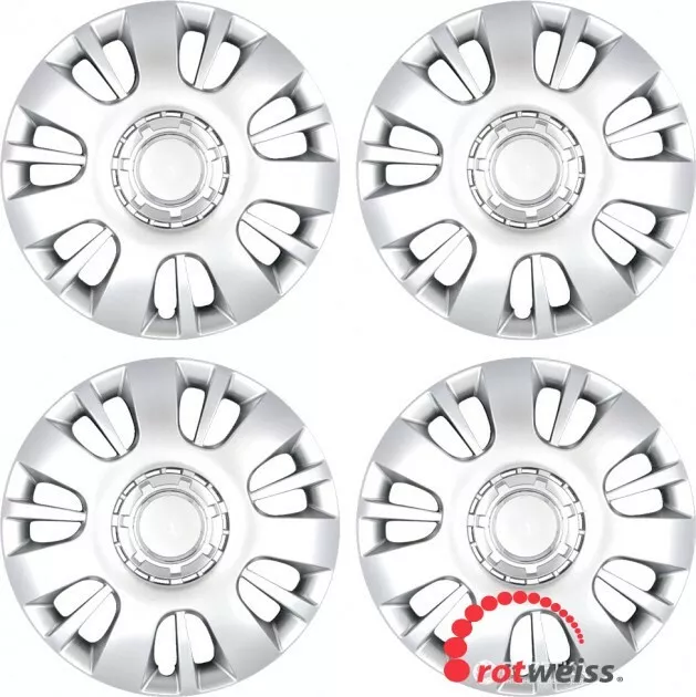 SET x 4 UNIVERSAL FIT WHEEL TRIMS HUB CAPS WHEEL COVERS 16" R16 SILVER ANY CAR