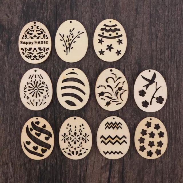 25 piezas recortes de madera adornos huevos piezas de madera artesanías artesanías de madera