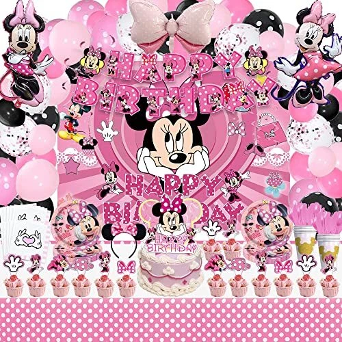 156pcs Birthday Party Supplies With Balloon，Cake Toppers Pennants Plastic Swi...