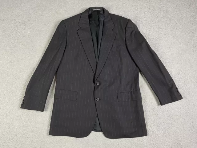 Vintage Burberrys Suit Jacket Mens 42 R Charcoal Wool Striped Blazer England