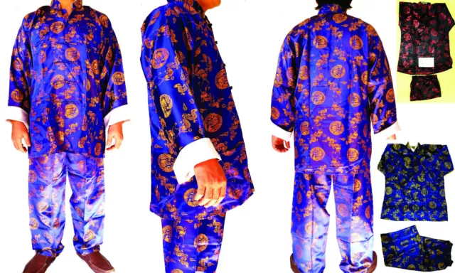 Asia Kung-Fu,Tai-Chi, Wu Shu, China/Japan Shaolin Anzug Sport Seide Blau M/L/3XL