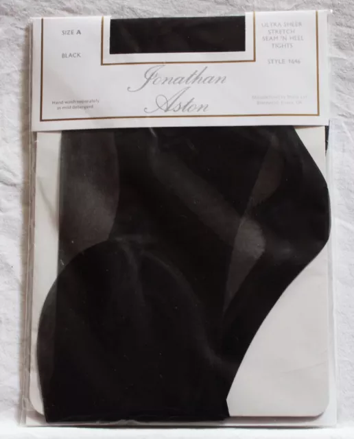 Jonathan Aston Ultra Sheer Seam & Heel Nylon Tights Black Size A