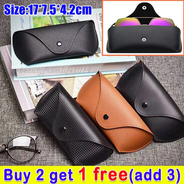2PCS Eye-Glasses Sunglasses Leather Shell Hard Protector_Box Spectacle Case Bag