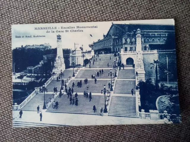 Cpa Marseille Escalier De La Gare Saint Charles