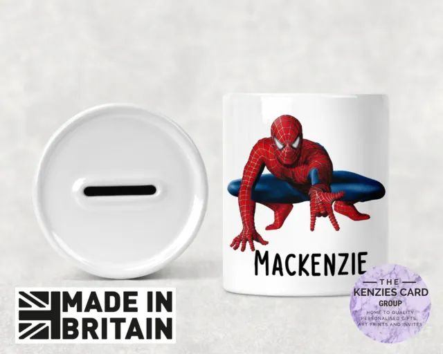 Personalised Any Name Marvels Spiderman Superhero Savings Money Box Tin V1