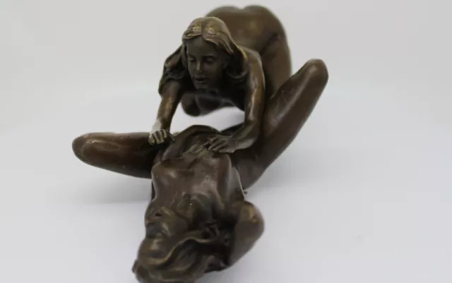 Art Deco Style Statue Sculpture Twosome Sexy Art Nouveau Style Bronze Signed 3