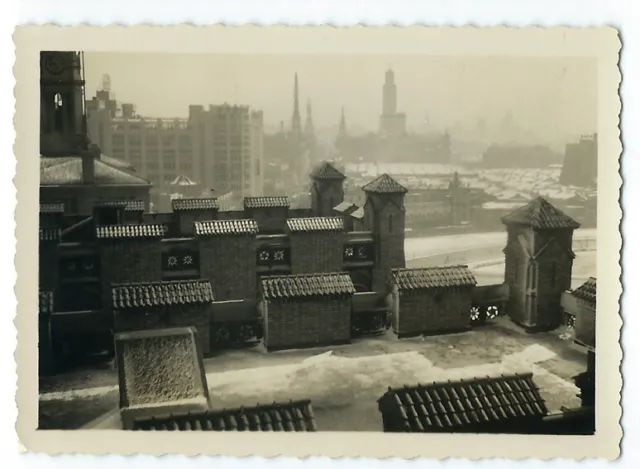 Photo snapshot vintage China 1936 - Shangaï town sous la neige- - 上海 - 中国老照片