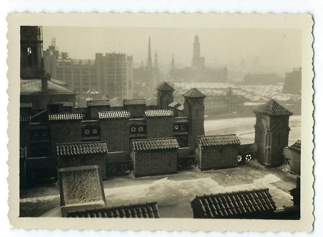 Photo snapshot vintage China 1936 - Shangaï town sous la neige- - 上海 - 中国老照片