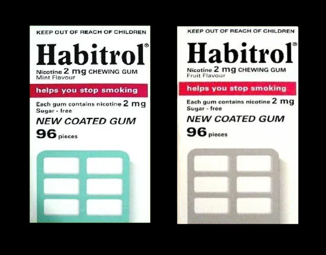Habitrol Nicotine Gum 2mg MINT & FRUIT total 384 pieces 4 boxes 04/2024 NEW