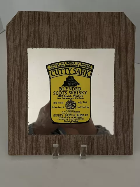 Cutty Sark Blended Scots Whiskey Carnival Fair Glass Mirror 8"x8"  VINTAGE RARE