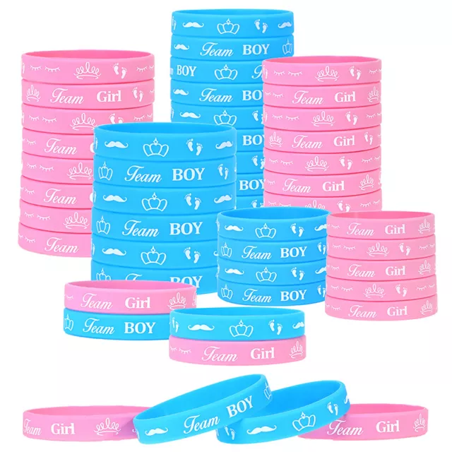 36Pcs Gender Reveal Bracelets Team Boy Silicone Wristbands Team Girl Rub*OY