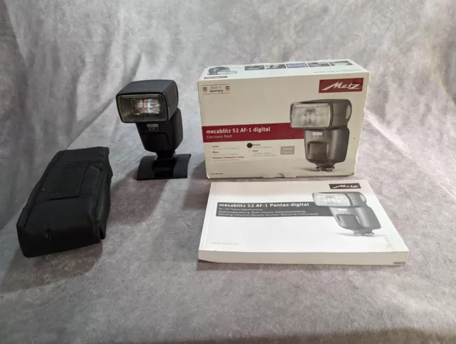 Metz Mecablitz 52 AF-1 Flash for Pentax w box mount manual exc condition