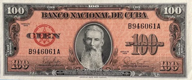 100 Pesos 1959 Uncirculated Banknote from The American Banknote Company.