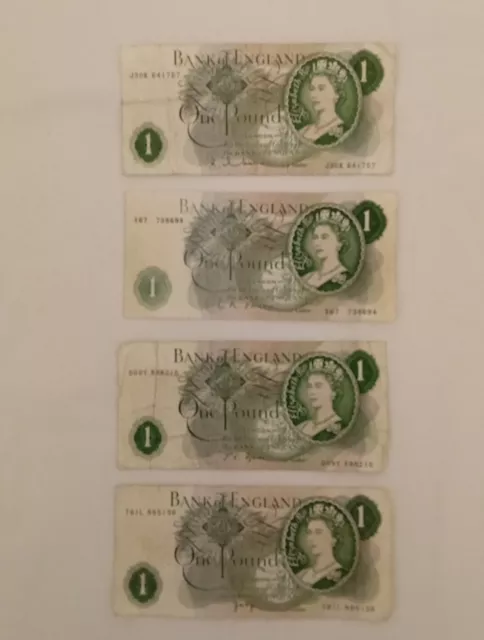 Bank Of England Vintage £1 bank notes, Hollom  O'brien  Fforde  J B Page