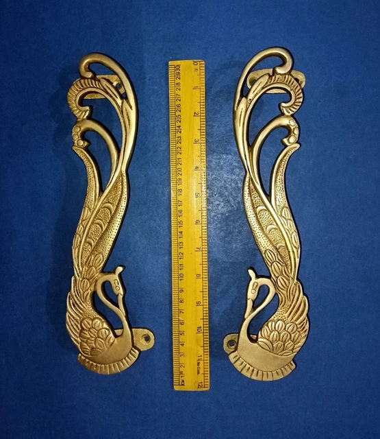 Peacock Design Handle Pair Solid Brass Handmade Home Front Door Decor Gift VR224 2