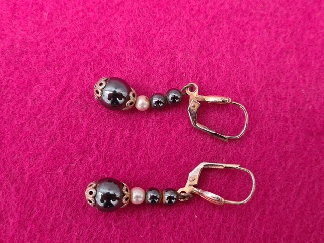 Boucle d'Oreille Plaqué Or Pas Chère Rouge - Mirage Bijoux