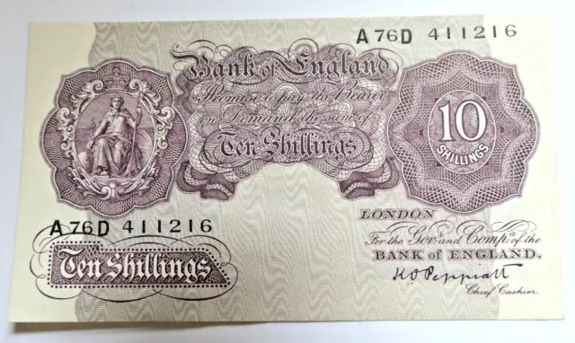 Bank Of England 1940 10 TEN SHILLING Note 10/- Peppiatt ~ Prefix A76D War Issue.